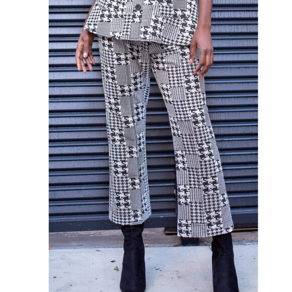 Anthropologie Plaid Cropped Pants Black and White by Eva Franco - Picture 2 of 4